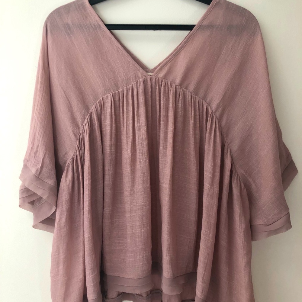 NWOT Blush pink sheer bohemian blouse. Size Small.